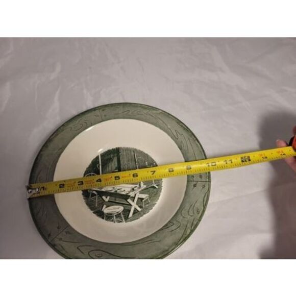 Colonial Homestead by Royal  10" Vegetable Serving Bowl 1950s Vintage Green - Picture 8 of 8